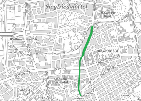 Der Bültenweg im Nördlichen Ringgebiet (1 : 40.000) (Wird bei Klick vergrößert)