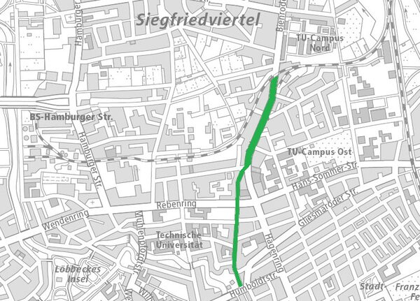 Der Bültenweg im Nördlichen Ringgebiet (1 : 40.000) (Wird bei Klick vergrößert)