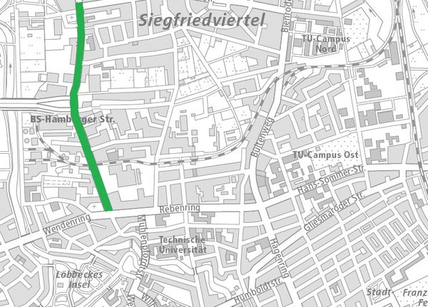 Die Hamburger Straße im Nördlichen Ringgebiet (1 : 40.000) (Wird bei Klick vergrößert)