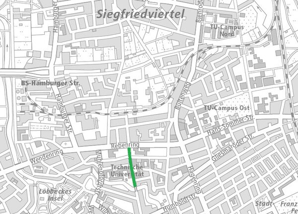 Die Pockelsstraße im Nördlichen Ringgebiet (1 : 40.000) (Wird bei Klick vergrößert)