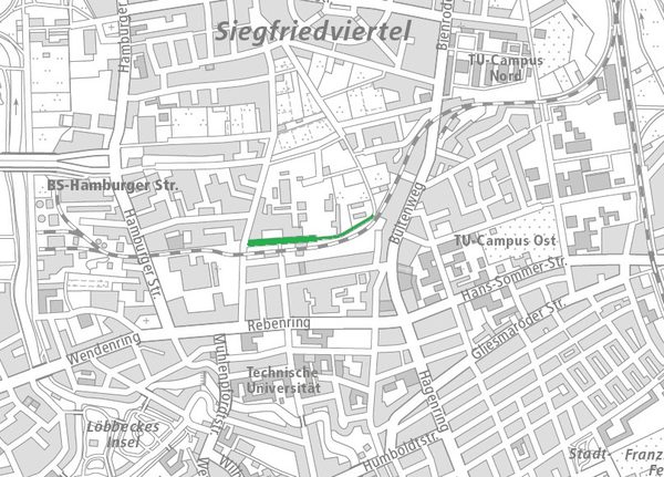 Die Taubenstraße im Nördlichen Ringgebiet (1 : 40.000) (Wird bei Klick vergrößert)