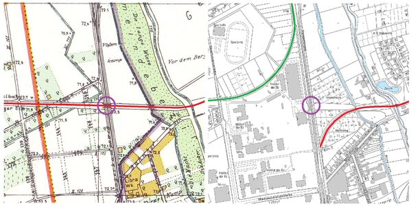 Brücke Schuntertalbahn 1932 und 2019 (Wird bei Klick vergrößert)