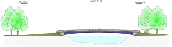 Neue Okerbrücke Biberweg - Seitenansicht (Wird bei Klick vergrößert)