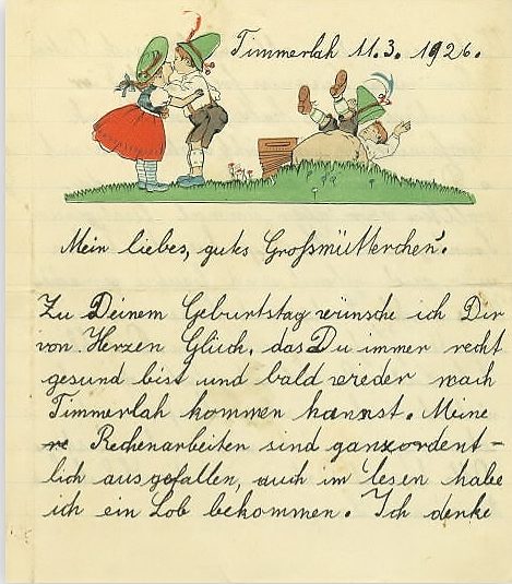 H.H. Gehrs Brief 1926 an Großmutter (Wird bei Klick vergrößert)
