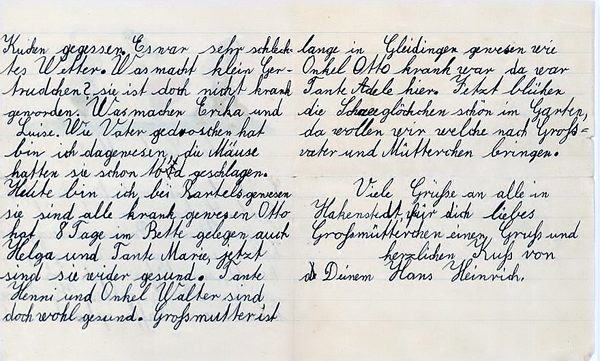 H.H. Gehrs Brief an Großmutter (Wird bei Klick vergrößert)
