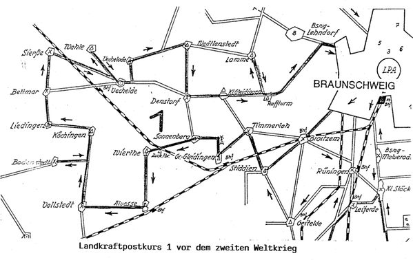 Landkraftpostkurs 1 vor dem zweiten Weltkrieg (Wird bei Klick vergrößert)