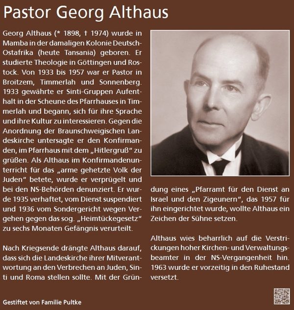 Historischer Dorfrundgang: Pastor Althaus (Wird bei Klick vergrößert)