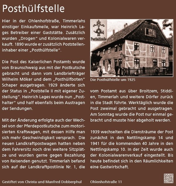 Historischer Dorfrundgang: Posthülfstelle (Wird bei Klick vergrößert)