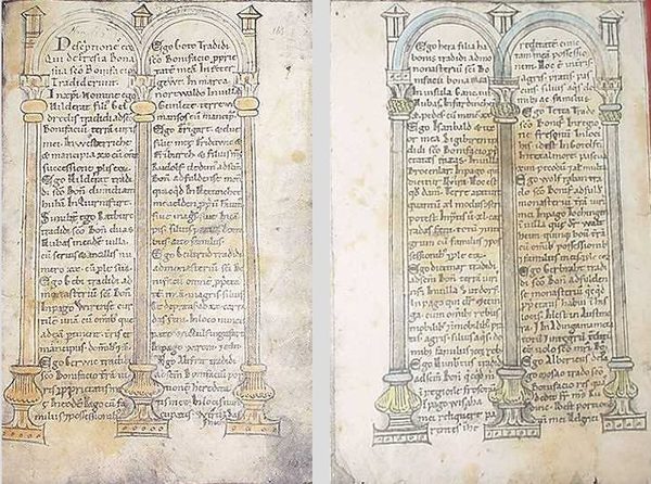 Friesischen Ländereienliste des Kloster Fulda im Codex Eberhardi (Wird bei Klick vergrößert)