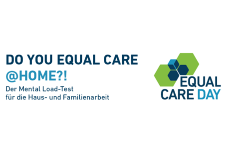 Text DO YOU EQUAL CARE@HOME?! Der Mental Load-Test für die Haus- und Familienarbeit und Logo Equal Care Day