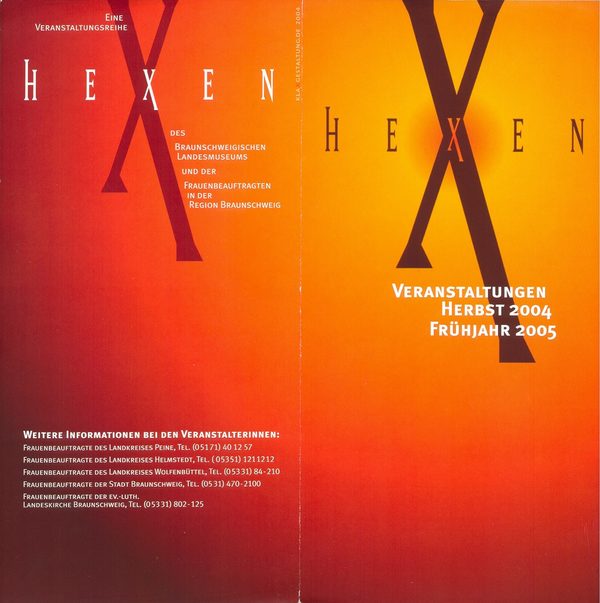 Rötliches Veranstaltungs-Cover mit dem Titel "Hexen" (Wird bei Klick vergrößert)