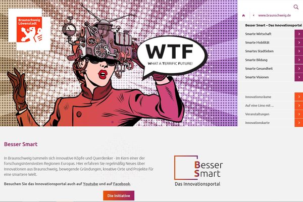 Das neue Online-Portal Besser Smart präsentiert den Innovationsstandort Braunschweig mit seiner Vielzahl an Projekten und Angeboten. (Wird bei Klick vergrößert)