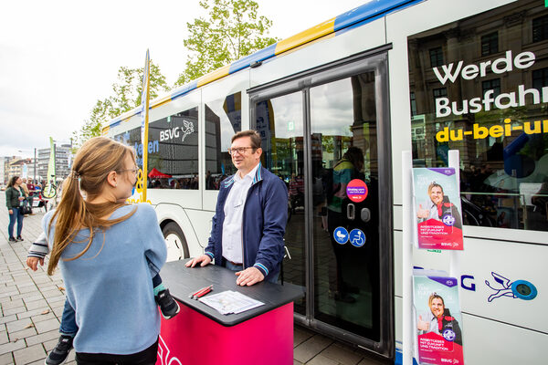 Die BSVG gab Einblicke in ihr Angebot und beriet zu den Möglichkeiten des öffentlichen Nahverkehrs in Braunschweig. (Wird bei Klick vergrößert)