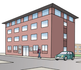 vereinfachte Darstellung eines mehrstöckigen Gebäudes (Wird bei Klick vergrößert)