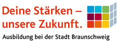 Logo "Deine Stärken - unsere Zukunft. Ausbildung bei der Stadt Braunschweig"