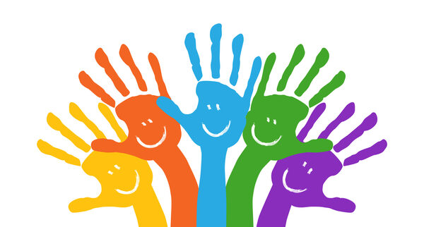 Bunte Hände Gruppe Illustration Banner (Wird bei Klick vergrößert)