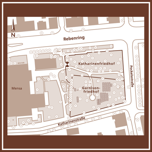 Karte des Katharinen- und Garnisonfriedhofs (Wird bei Klick vergrößert)