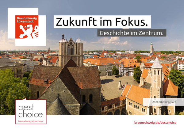 Das Bild zeigt den Blick auf den Burgplatz in Braunschweig aus der Vogelperspektive. (Wird bei Klick vergrößert)