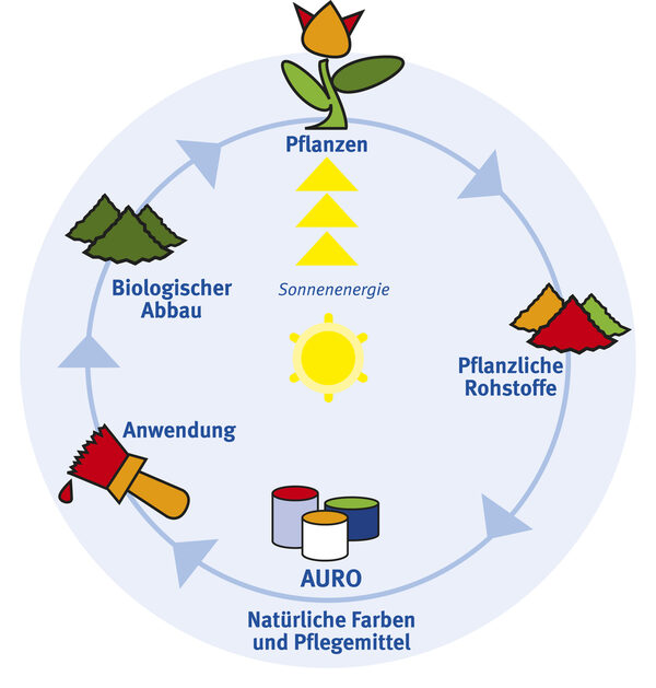 Die Produkte von Auro fügen sich schonend in den ökologischen Kreislauf ein. (Wird bei Klick vergrößert)