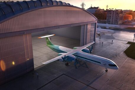 Flugzeug vor Halle