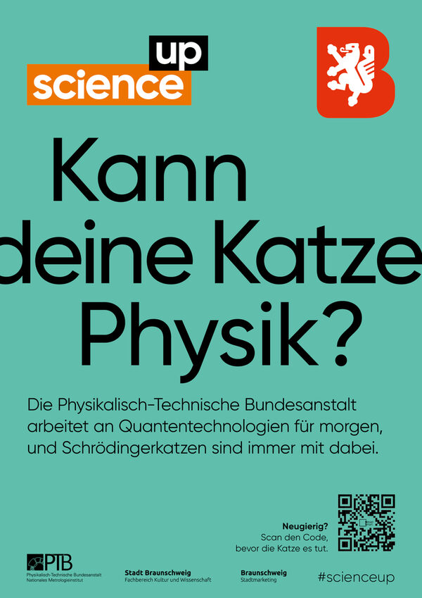 Kann deine Katze Physik? Die Physikalisch-Technische Bundesanstalt arbeitet an Quantentechnologien für morgen und Schrödinger-Katzen sind immer mit dabei. (Wird bei Klick vergrößert)