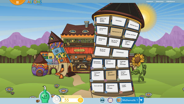 Das Online-Portal Alfons setzt auf spielerische Motivation. (Wird bei Klick vergrößert)