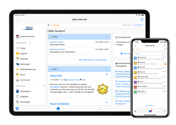 Die Web-Oberfläche der Schulplattform IServ sieht nicht nur gut aus, sondern ist auch intuitiv zu bedienen - egal ob auf dem Notebook, Tablet oder auf dem Smartphone. (Wird bei Klick vergrößert)