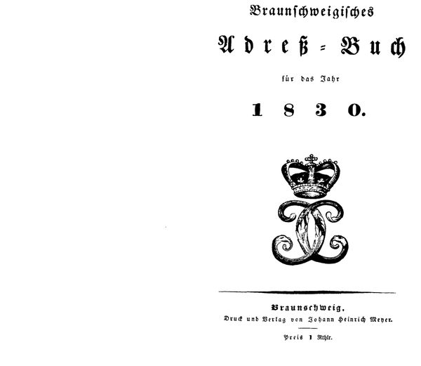 Braunschweigisches Adressbuch 1830 (Wird bei Klick vergrößert)