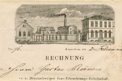 Briefkopf einer Rechnung der Braunschweiger Gas-Erleuchtungs-Gesellschaft aus dem Jahr 1854 (STA BS: H XVI: E VI 2)