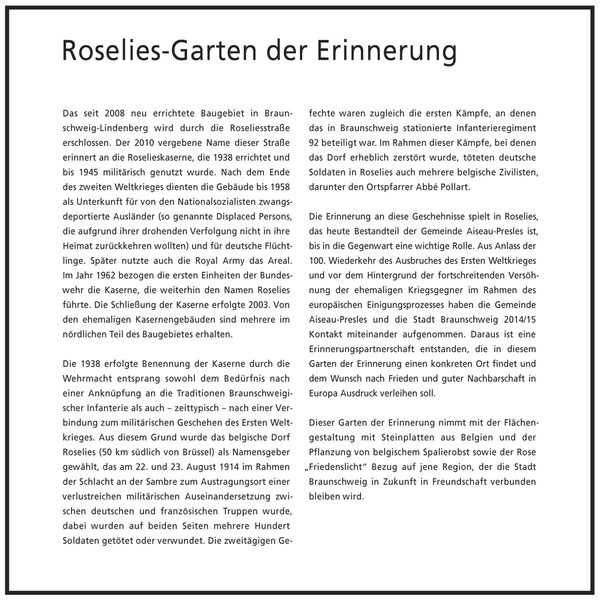 Tafeltext "Garten der Erinnerung" (Wird bei Klick vergrößert)