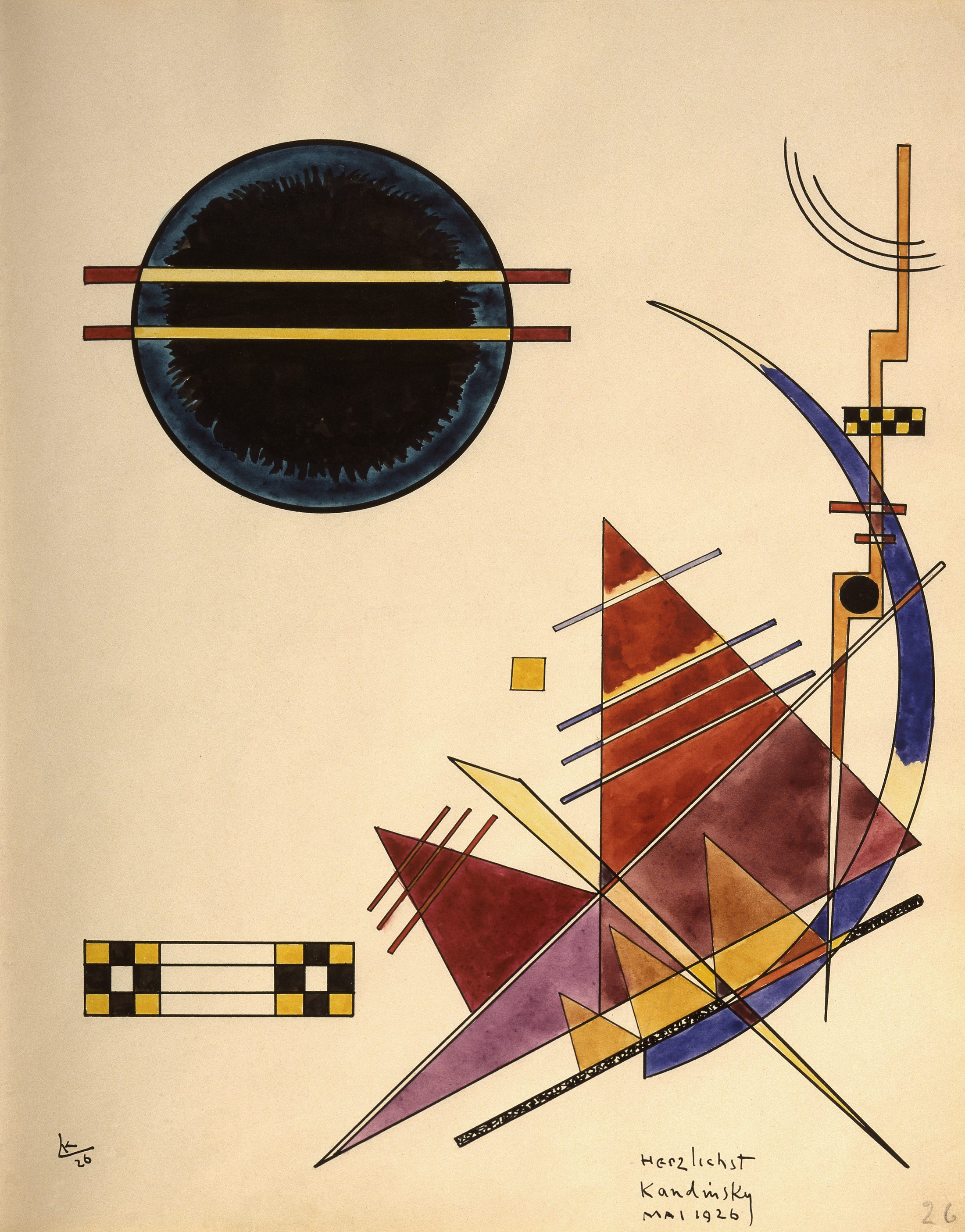 Zeichnung Wassily Kandinskys mit bunten geometrischen Figuren (Wird bei Klick vergrößert)