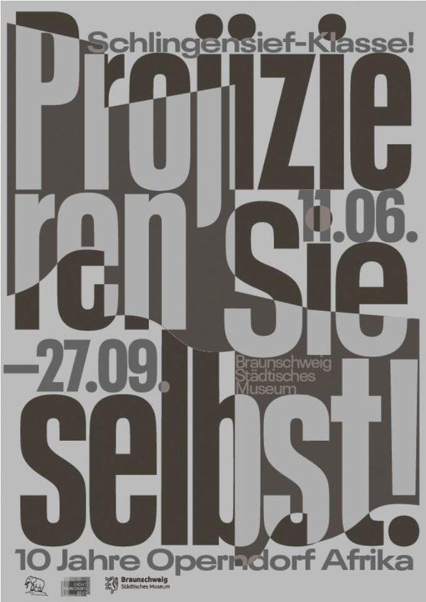 Plakat zur Ausstellung "Projizieren Sie selbst?! Klasse Schlingensief! 10 Jahre Erinnern" (Wird bei Klick vergrößert)