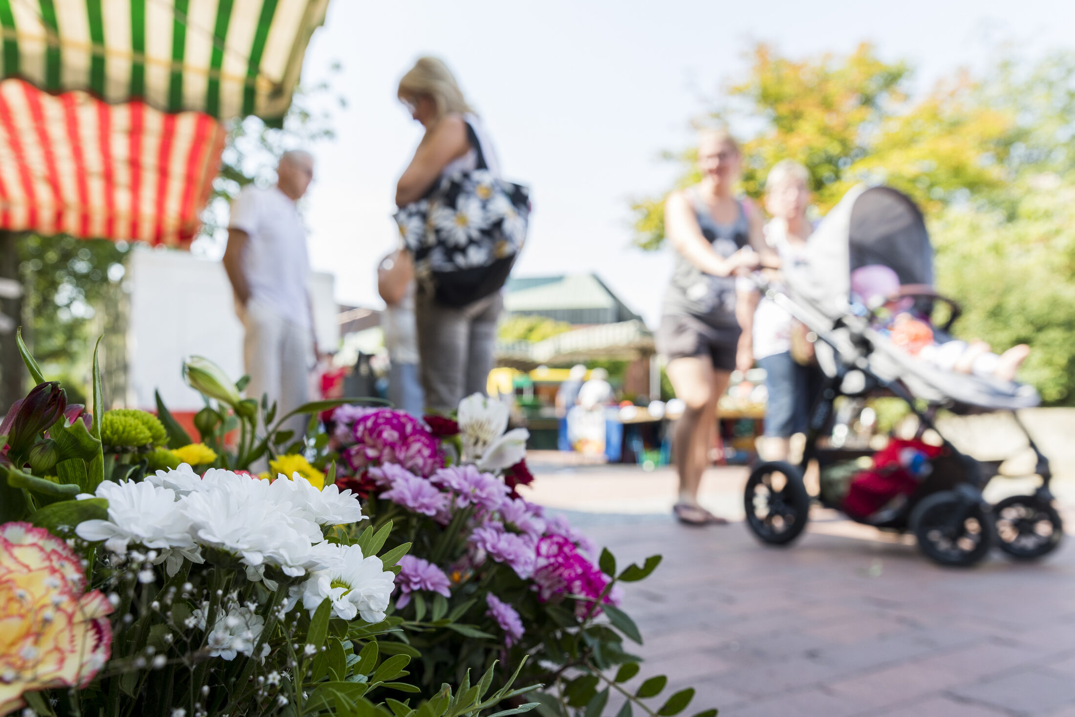 Blumenangebot auf dem Wochenmarkt Weststadt (Wird bei Klick vergrößert)