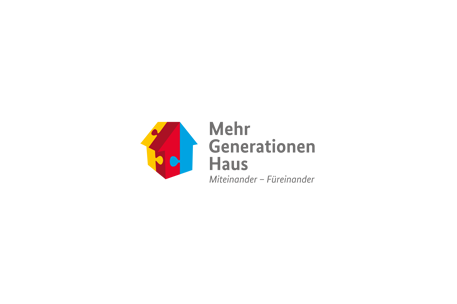 haus aus drei farbigen Steinen und der text Mehr Generationen haus Miteinander - Füreinander