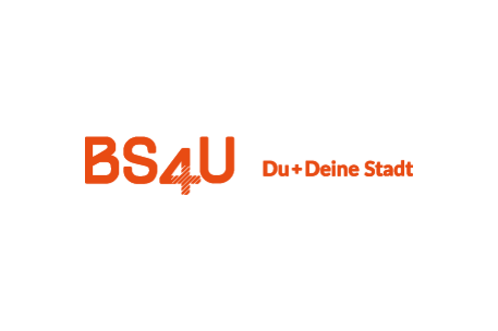 Schriftzug in orange BS4U Du+Deine Stadt