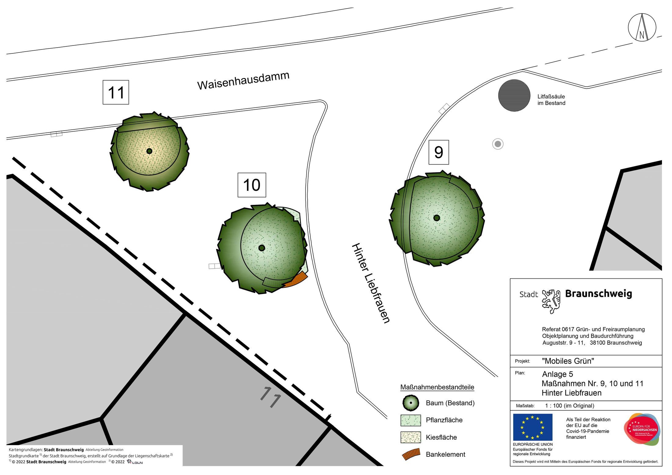 Stadtplanausschnitt "mobiles Grün" im Bereich Hinter Liebfrauen (Wird bei Klick vergrößert)