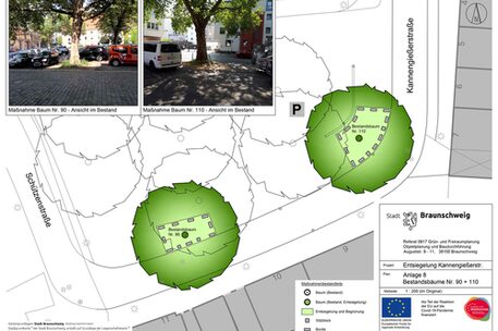 Stadtplanausschnitt Entsiegelung Kannengießerstrasse