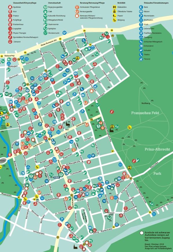 Karte Arbeitskreis Älter werden im Stadtbezirk 120 Östliches Ringgebiet