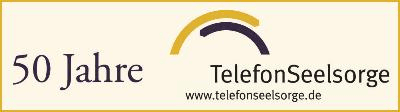 Logo 50 Jahre TelefonSeelsorge www.telefonseelsorge.de (Wird bei Klick vergrößert)