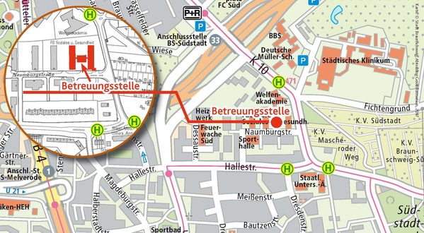 Lageplan der Betreuungsstelle in der Naumburgstraße 25 (Wird bei Klick vergrößert)