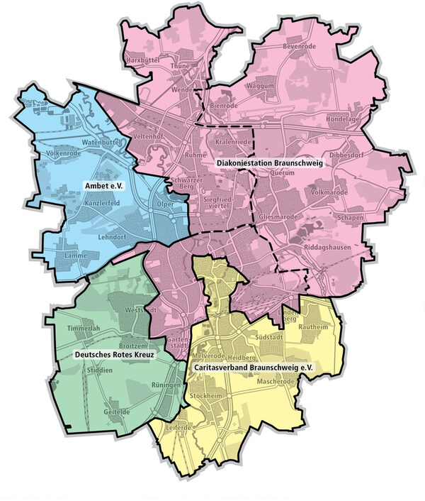 Stadtplan: Sozialstationen in Braunschweig (Wird bei Klick vergrößert)