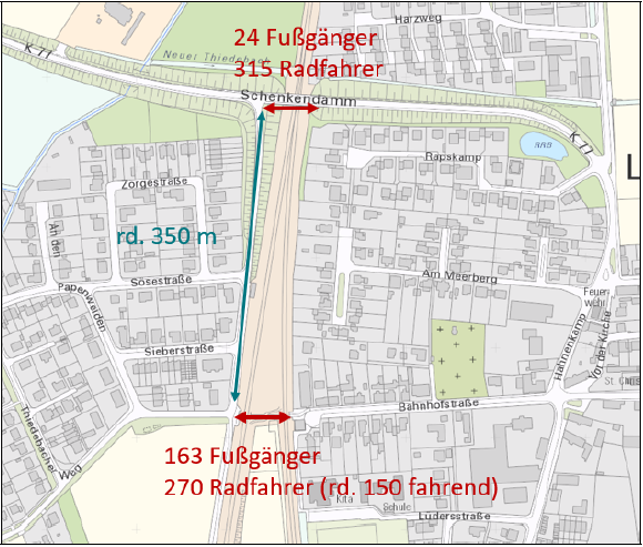 Ergebnisse der Verkehrszählung (Wird bei Klick vergrößert)