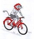 Löwe auf Fahrrad