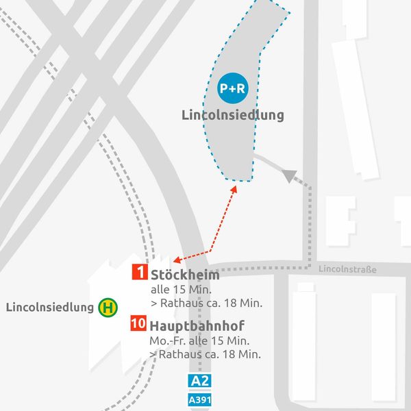 Lageplan P+R Platz Lincolnsiedlung (Wird bei Klick vergrößert)