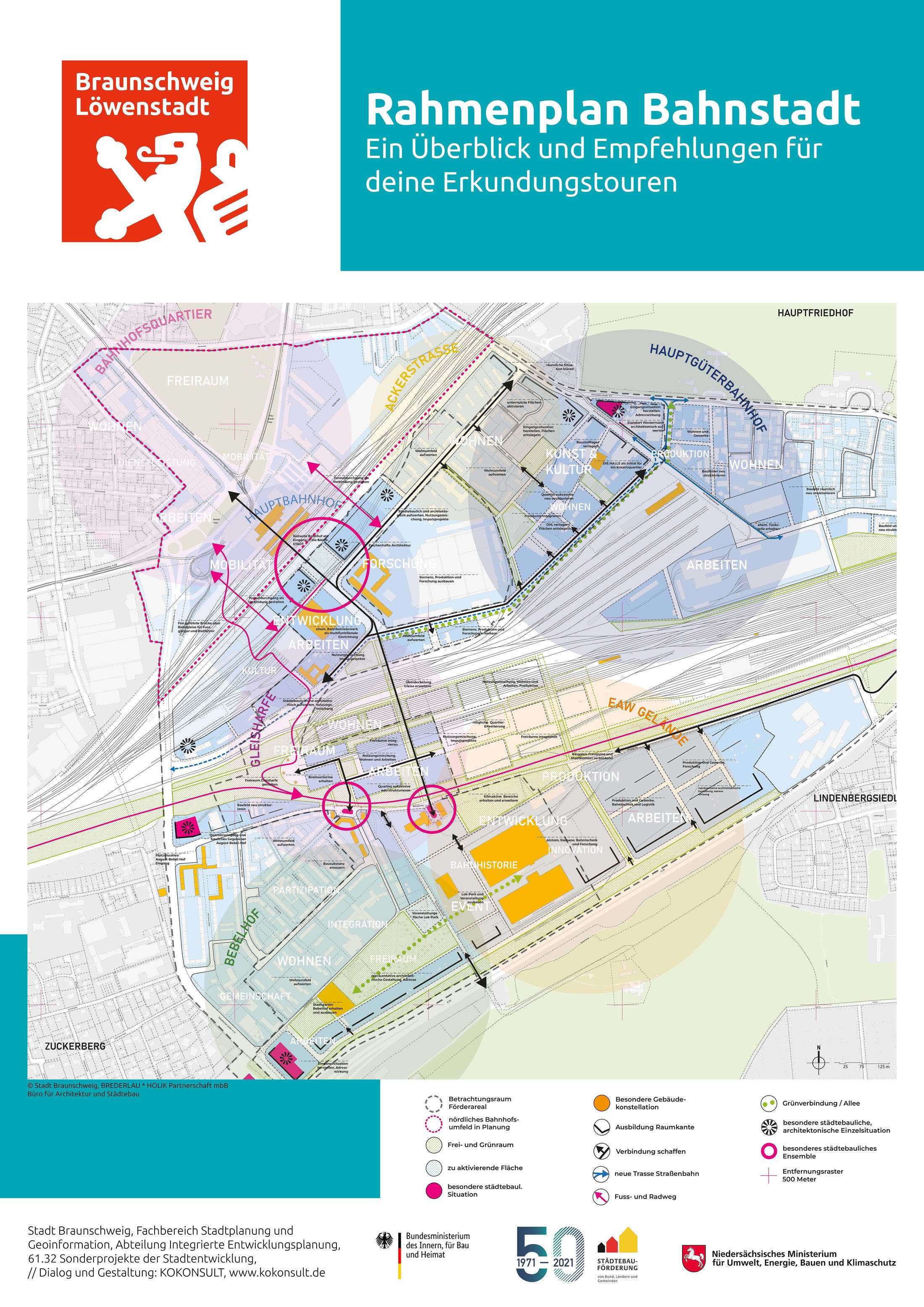 Plakat "Rahmenplanung Bahnstadt - Ein Überblick und Empfehlungen für deine Erkundungstouren""