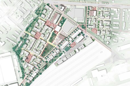 Lageplan urbanes Quartier am Hauptgüterbahnhof 1. Preis - Beitrag 1011