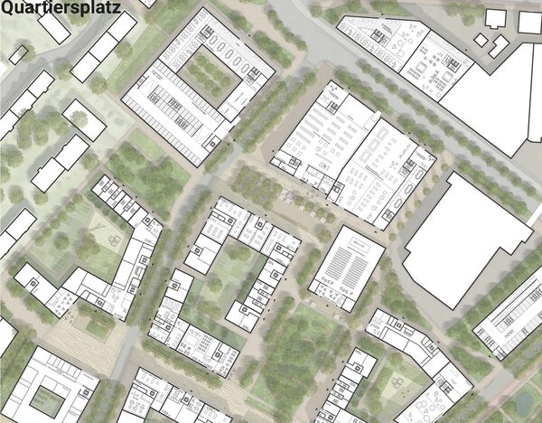 Ausschnitt Quartiersplatz 2. Preis - Beitrag 1007 (Wird bei Klick vergrößert)