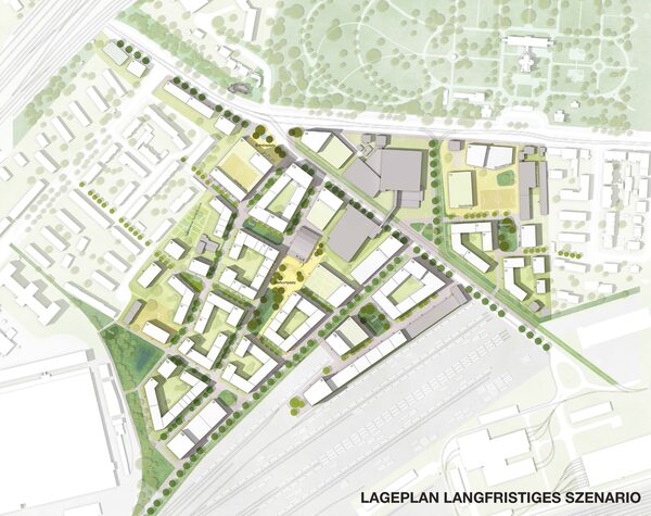 Lageplan urbanes Quartier am Hauptgüterbahnhof 3. Preis - Beitrag 1001 (Wird bei Klick vergrößert)