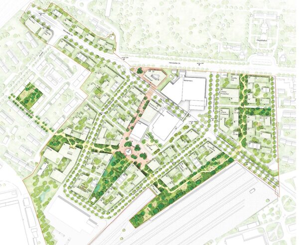 Lageplan urbanes Quartier am Hauptgüterbahnhof weitere Arbeit - Beitrag 1006 (Wird bei Klick vergrößert)