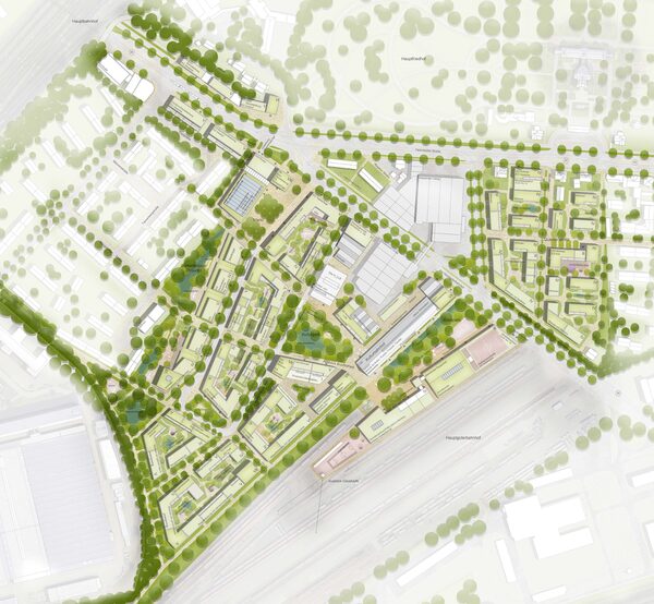 Lageplan urbanes Quartier am Hauptgüterbahnhof weitere Arbeit - Beitrag 1012 (Wird bei Klick vergrößert)